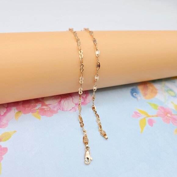 "Delicate Rose Gold Link Chain Necklace for Women, 17.7 Inch Length, XPNL0078 - Picture 7 of 12